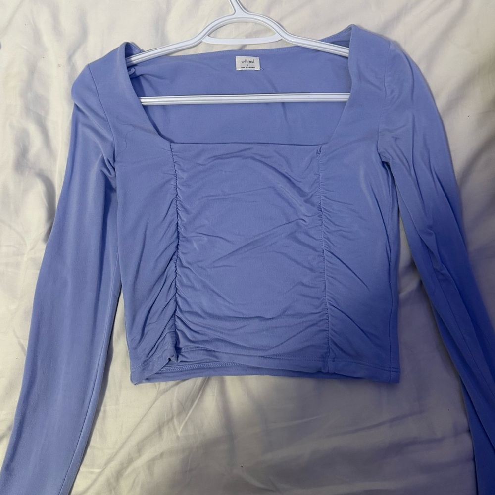 Wilfred Blue Long Sleeve Crop Top